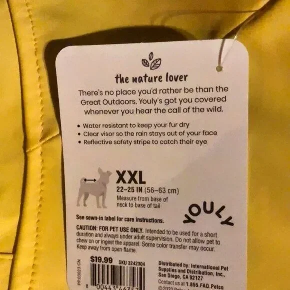 Youly Reflective Dog Rain Jacket, Sz XXL, NWT - Picture 5 of 6